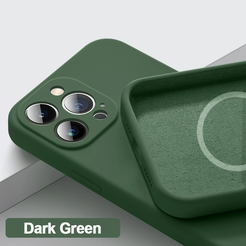 Premium Magnetic Liquid Silicone Phone Case with Wireless Charging Support