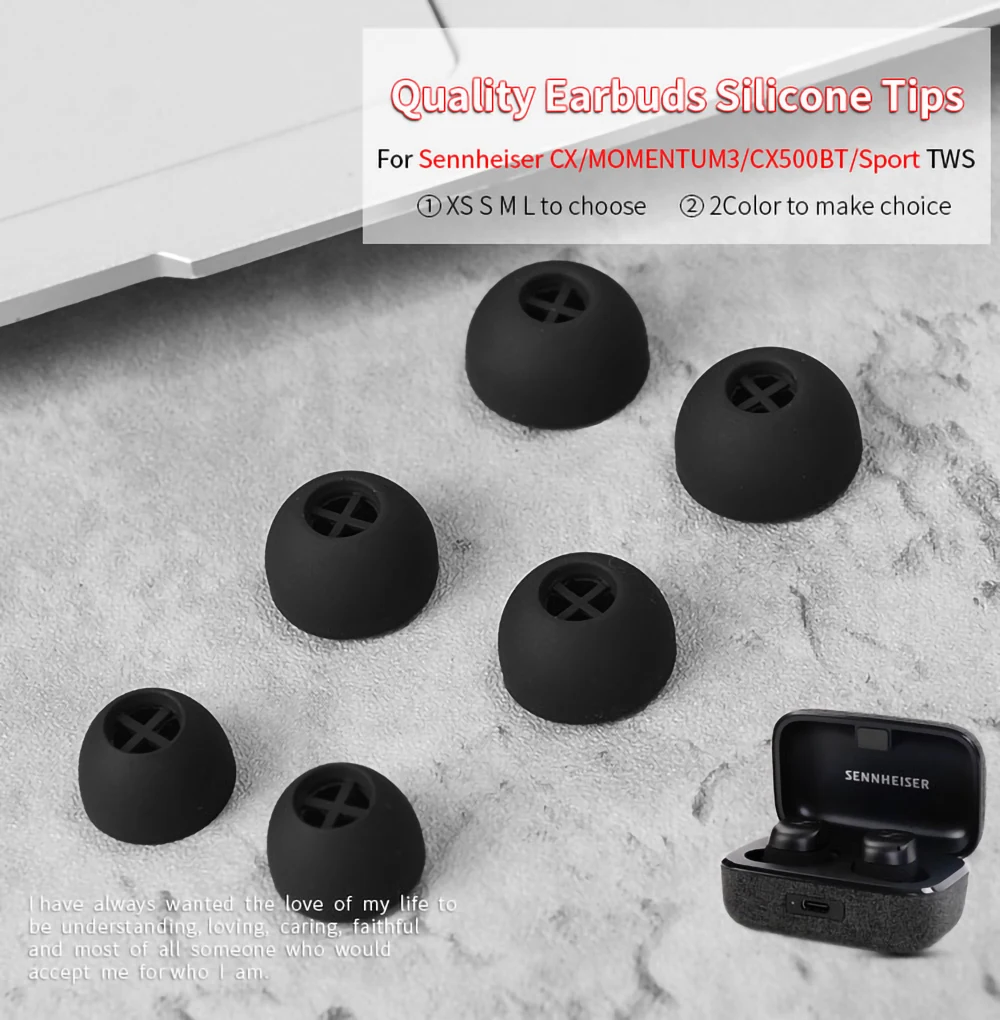 Quality Silicone Ear Tips for Sennheiser CX/CX500BT/MOMENTUM 3/Sport Earbuds Eartips MOMENTUM3 Ture Wireless Earphone Tips 5mm