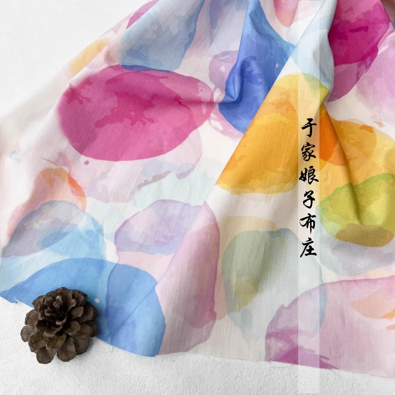 디지털 프린팅 코튼 컬러 도트 프린트 천, 원피스 셔츠, 인형 의류 원단, 145x50cm, 60S 하이 카운트