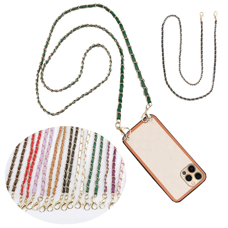 

120cm Fashion PU Leather Metal Mobile Phone Handbag Chain Adjustable Replaceable Shoulder Bag Straps Crossbody Belts Accessories