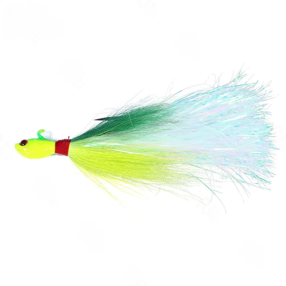 Premium Bucktail Lead Jig Head with Deer Hair and Feathers