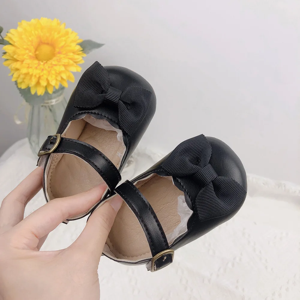 Korean Butterfly Knot Leather Shoes First Walkers Soft Soled Bow Princess Shoes Moccasins Crib From 0 To 12 Months