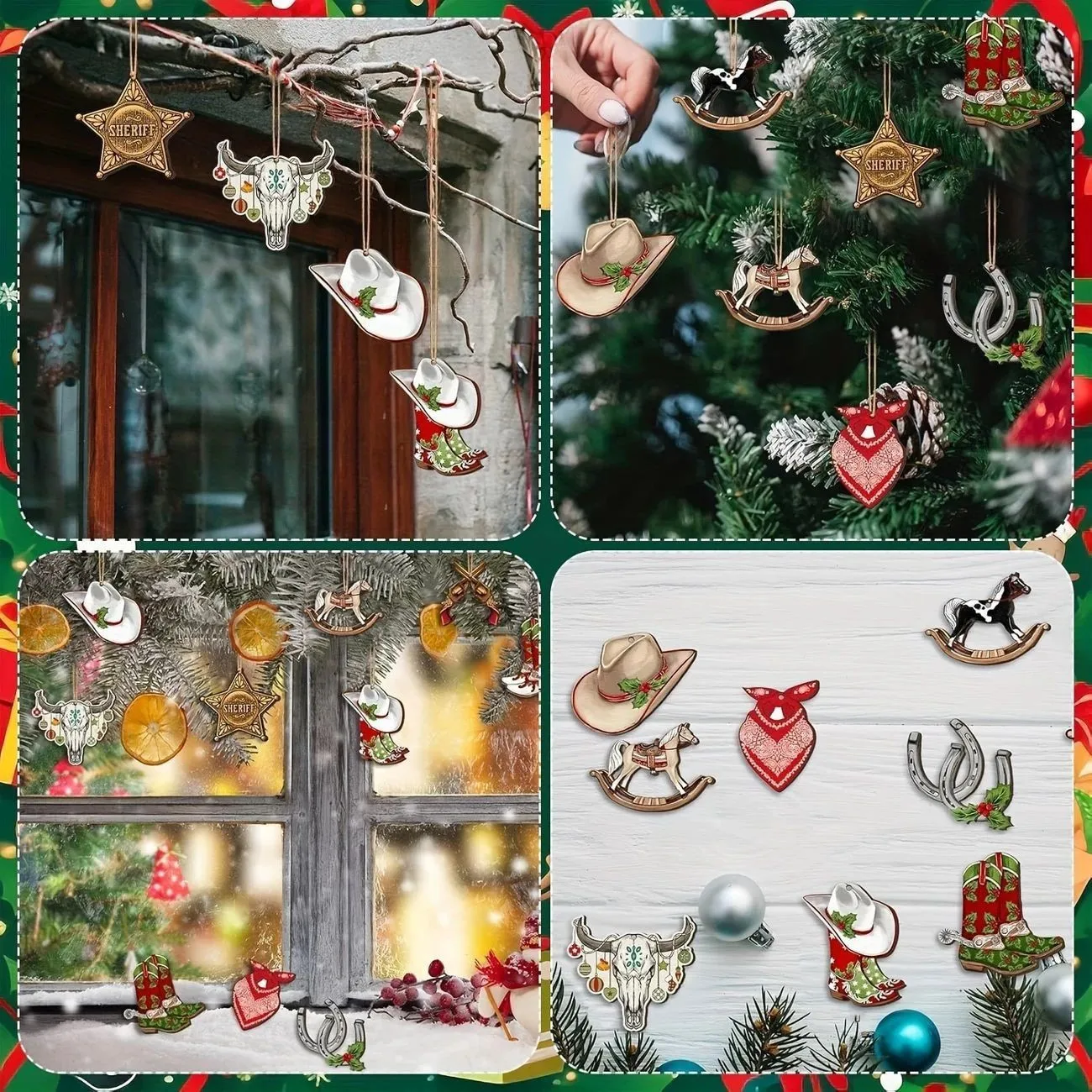 Christmas Trojan Horse Hanging Wooden Hanging Decoration Yard Bar Shop Party Scene Arrangement Christmas Tree Decoration