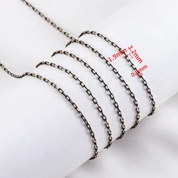 Elegant Slim Frame Copper Chain with Enamel Black Links - 1meter (1)