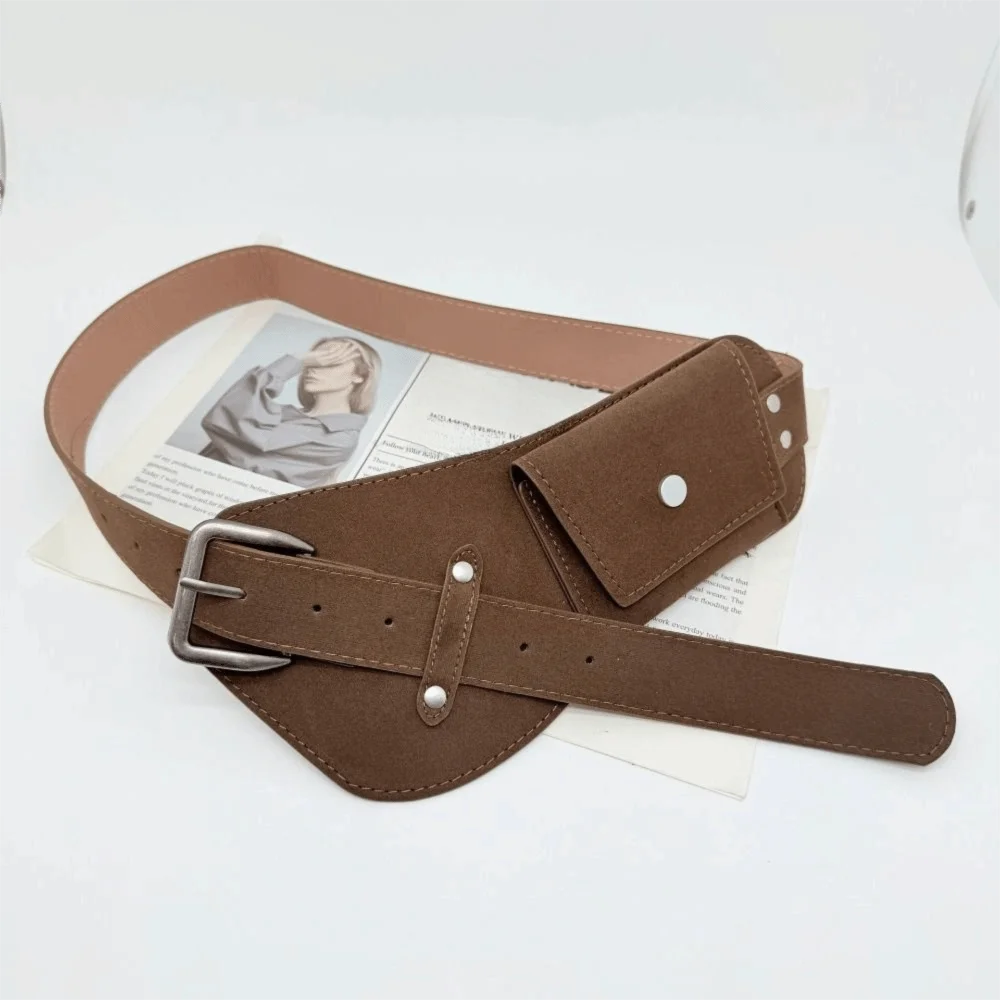 Trendiger Gürtel mit Dornschließe aus Wildleder, Maillard Vielseitiger Damen-Taillengürtel, Luxuriöses Design, Retro Breiter Taillengürtel, Taillendekoration – Detail 8