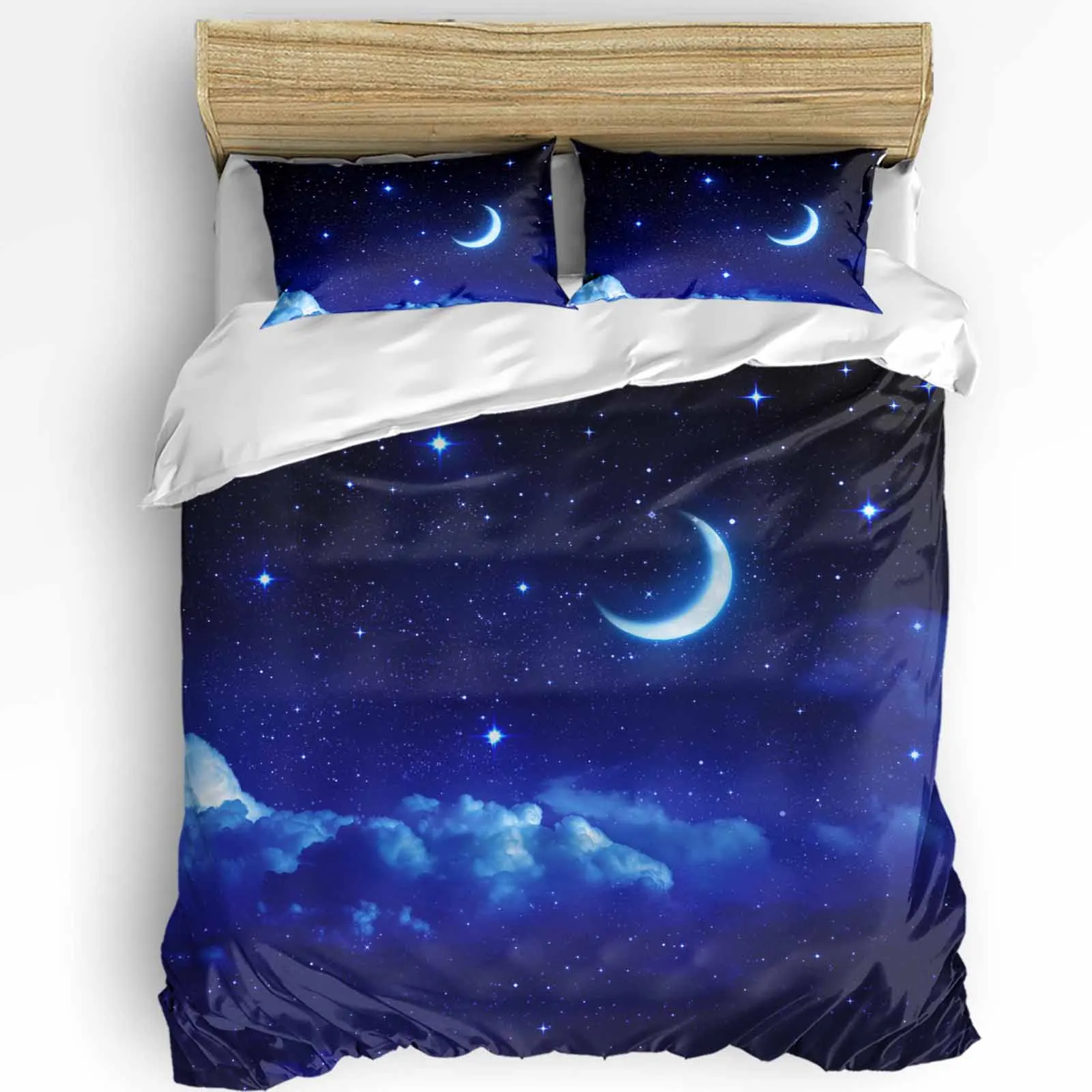 

Starry Sky Universe Moon Stars Duvet Cover with Pillow Case Custom 3pcs Bedding Set Quilt Cover Double Bed Home Textile