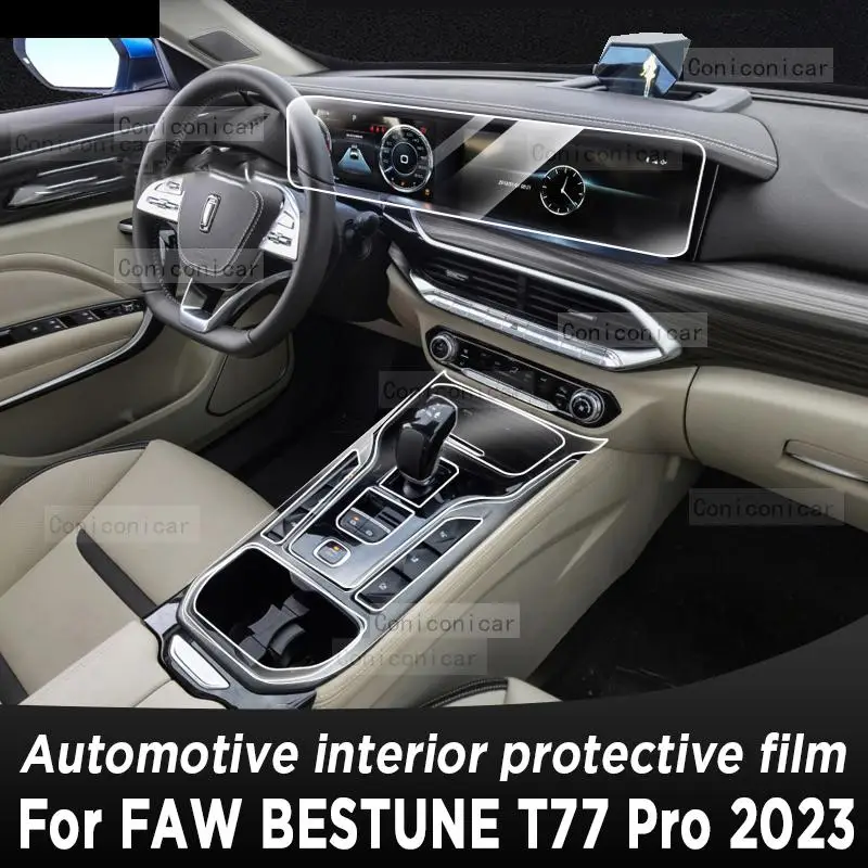 

For FAW BESTUNE T77 PRO 2023 Gearbox Panel Navigation Screen Automotive Interior TPU Protective Film Cover Anti-Scratch Sticker