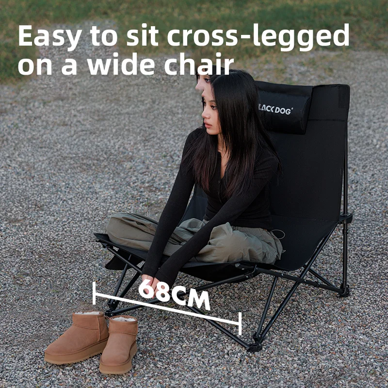 Chaise de pêche relax inclinable avec coussin coton - Siège de repos portable avec rangement