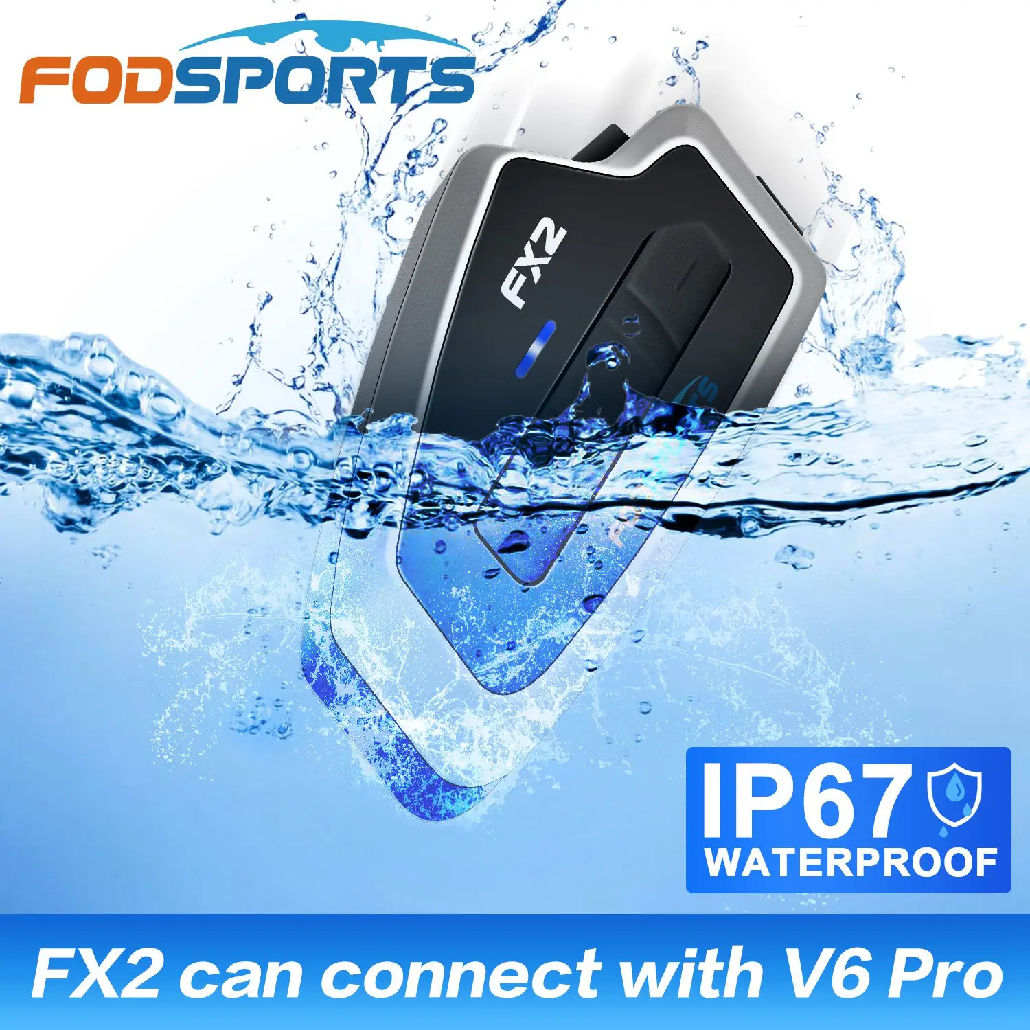 Fodsports FX2 for 3 riders 1000m Intercom Motorcycle Helmet Bluetooth Headset IP67 Waterproof Wireless intercomunicador BT5.0 | Автомобили