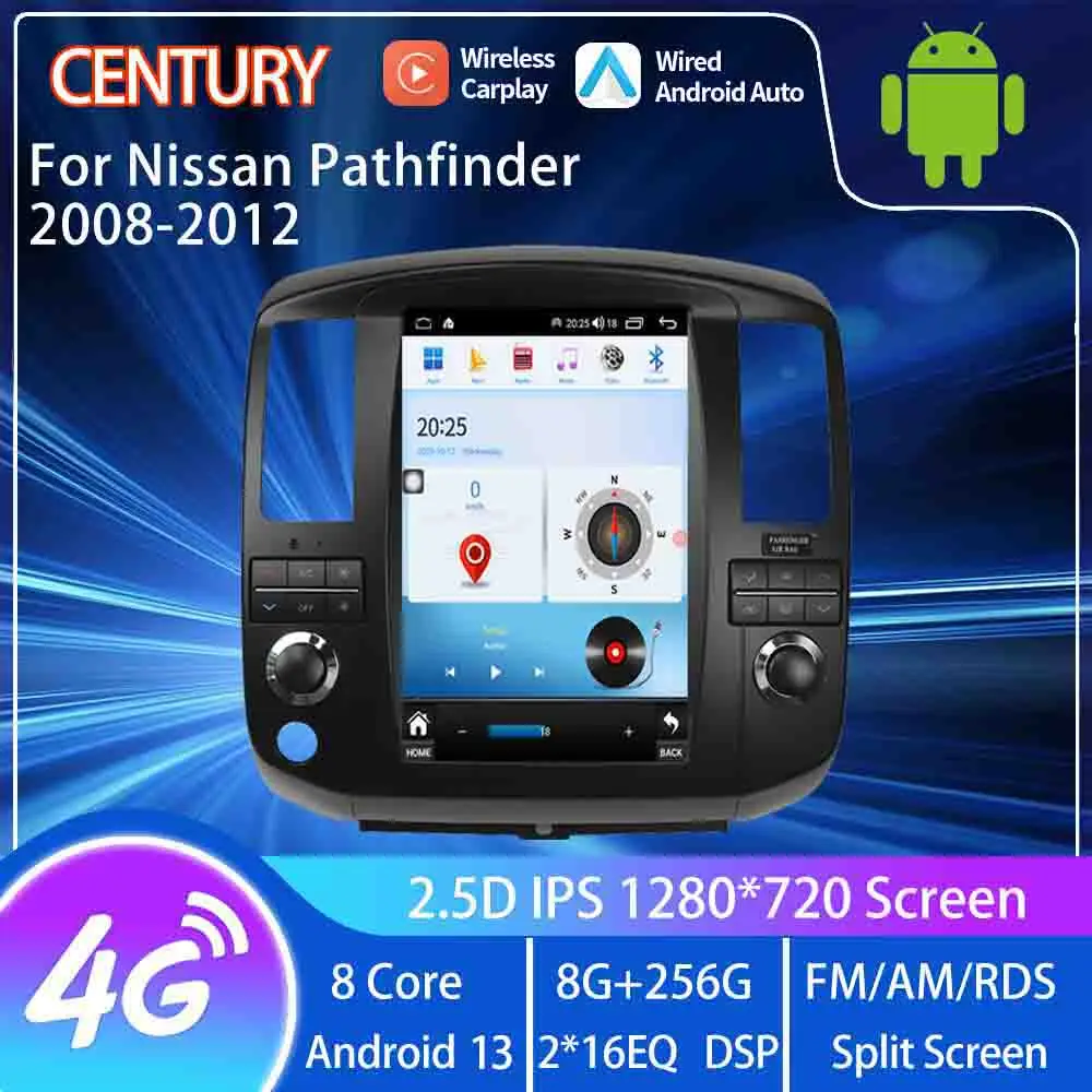 

Century For Nissan Pathfinder 2008-2012 Smart Multimedia Video Player GPS Radio Navigation CarPlay 8+256G Android 13 Tesla Style