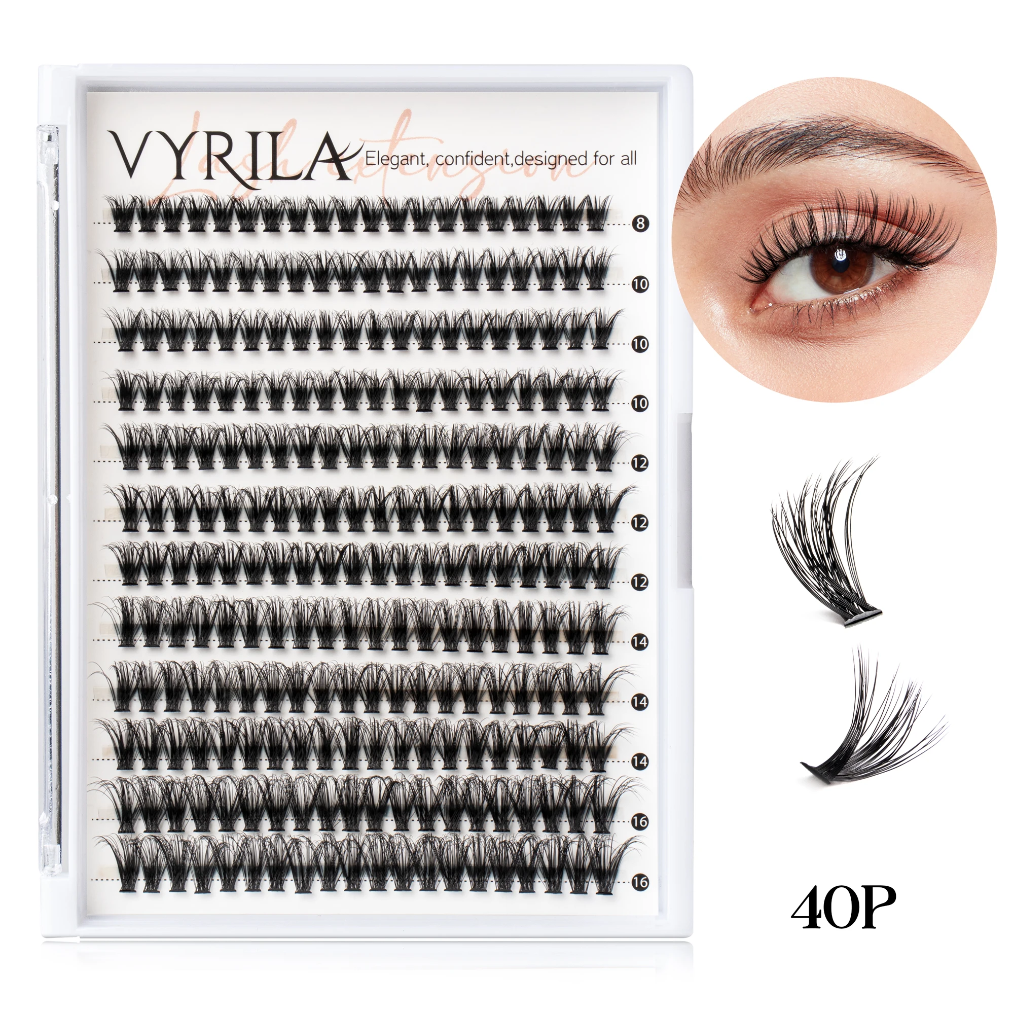קבוצת ריסים אישית C Curl Mix Lash Clusters 3D Wispy DIY הארכת ריסים 0.1mm רצועה דקה מאוד נטענת ריסים טבעיים