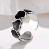 Bague Vintage en acier inoxydable pour femmes, anneau d'ouverture d'huile goutte à goutte blanche, Simple, couleur or, géométrique réglable, bijoux 2023
