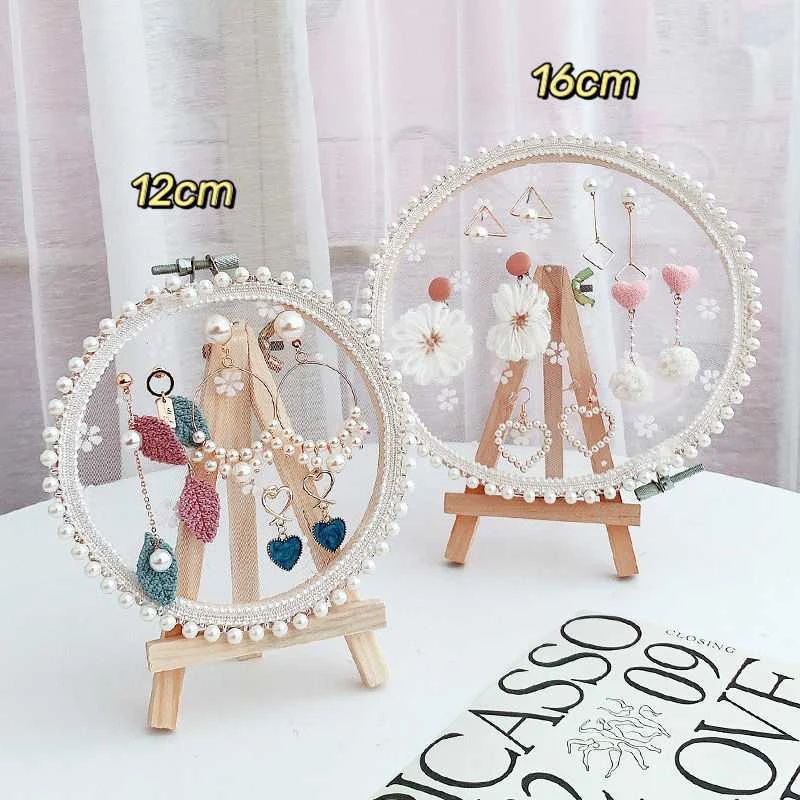 Lace Jewelry Display Rack Earrings Insert Display Stand Embroidery Stud Jewelry Storage Holder Vanity Tops Organizer Girls Gift necklace display holder vanity necklace organizer desktop jewelry display organizer