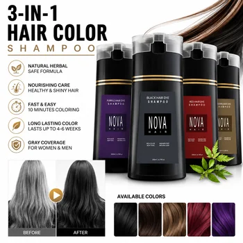 Shampoo colorante per capelli 3 in 1 per capelli grigi Shampoo colorante per capelli alle erbe naturali Shampoo colorante rapido per uomini e donne Nutriente e sicuro