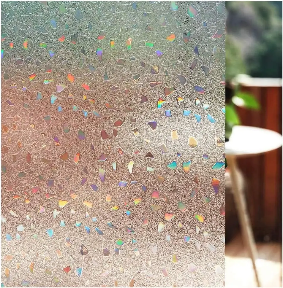 Rainbow 3D Decorative Privacy Window Film - Stained Glass Static Cling Sticker