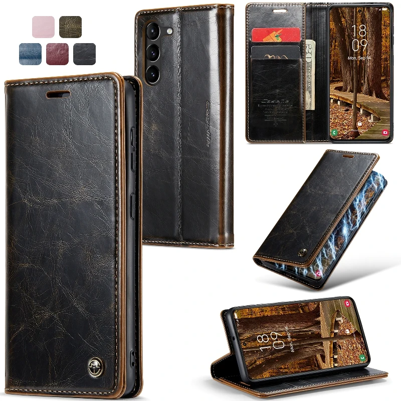 

Slim Flip Wallet Case Cards Phone Cover For Samsung Galaxy S23+ S22 S21 S20 A53 A32 A22 F42 M32 M13 Magnetic Holder Phone Case