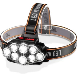 High - Lumen Rechargeable LED Headlamp with 8 LEDs and Waterproof Design (Black)