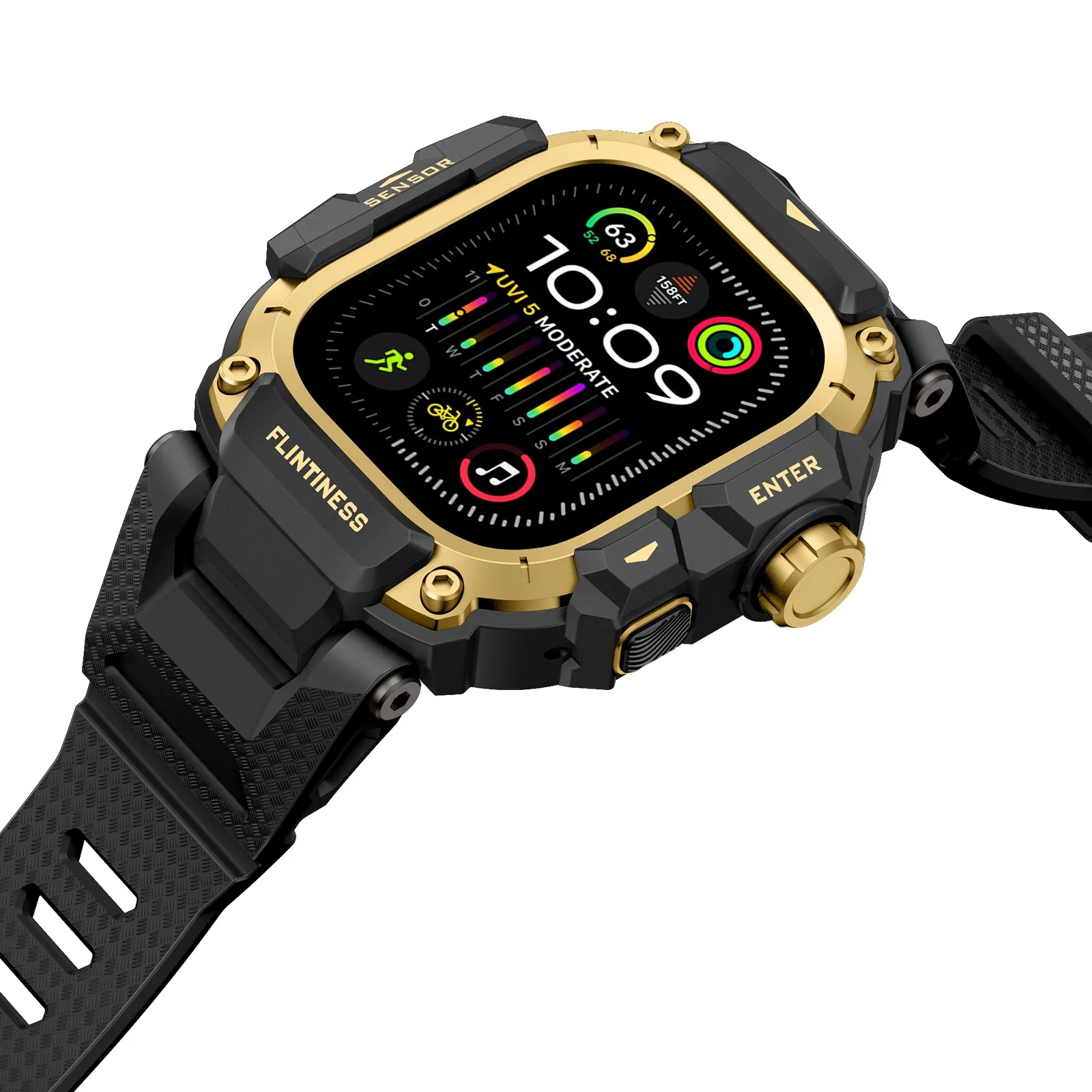 Enhanced Tactical Silicone Band with Metal Protective Case
