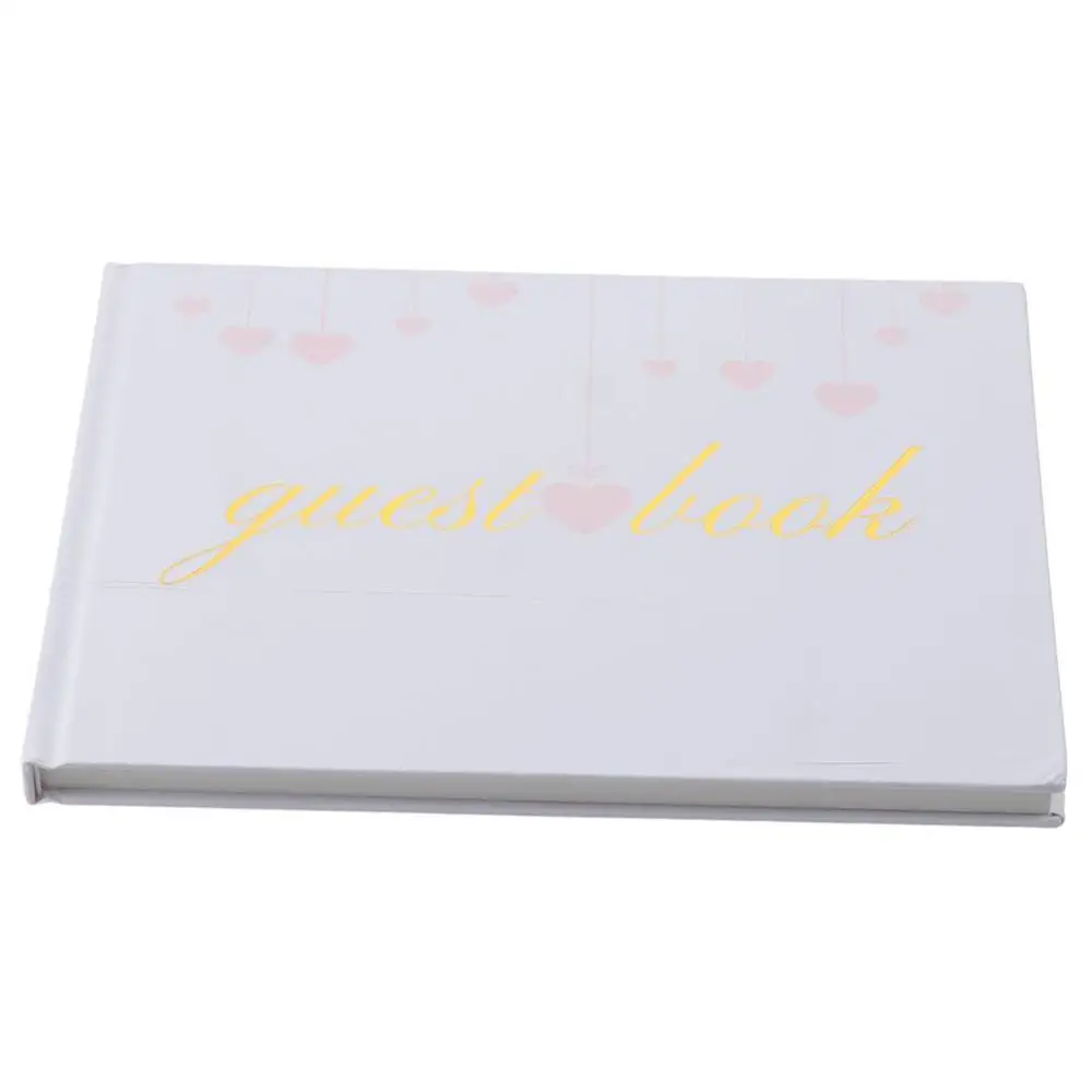 Elegant Paper Wedding Guest Book Pink/Black/White 24.3*18.4 CM Guest Book Golden Wedding Sign-in Book Wedding Party