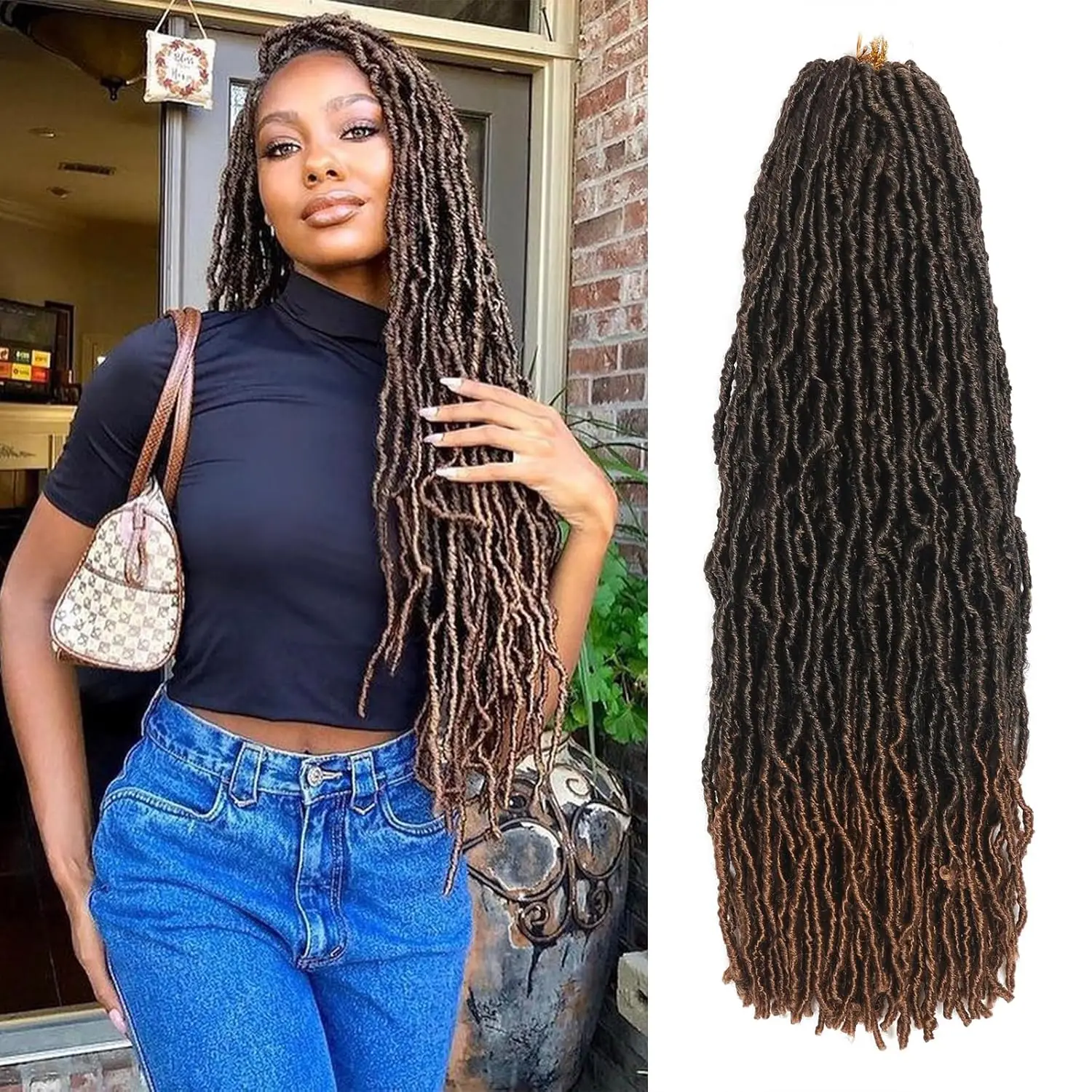 Soft Locs Crochet Hair Synthetic Pre Looped 8 Packs Faux Locs Crochet Braids Goddess Locs Dreadlocs Hair For Black Women