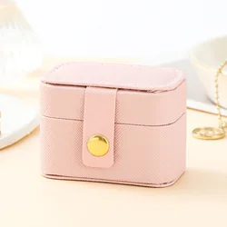 Compact Leather Jewelry Storage Organizer Box (Pink)