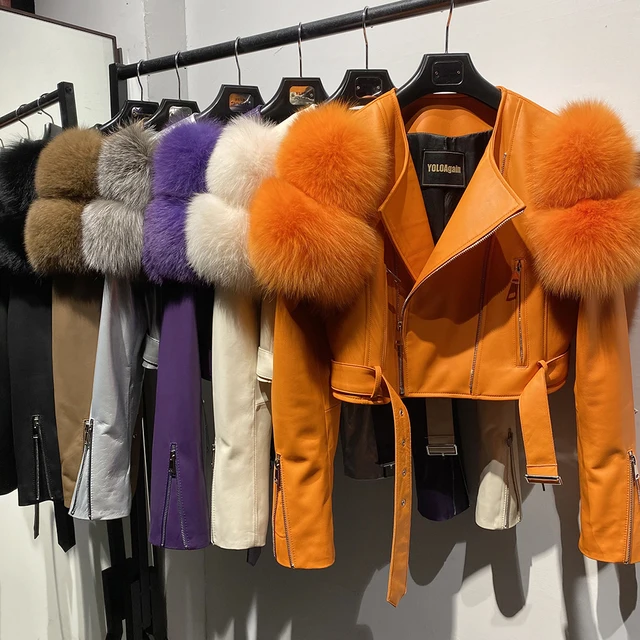 YOLOAgain 2025 秋ナチュラルフォックスファースリーブ本革
