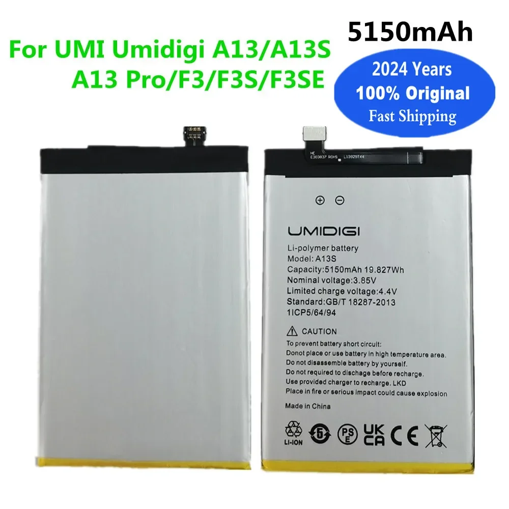 

2024 Years 5150mAh Original Battery For UMI Umidigi A13 / A13 Pro A13S F3 F3S F3SE High Quality Battery Bateria Fast Shipping