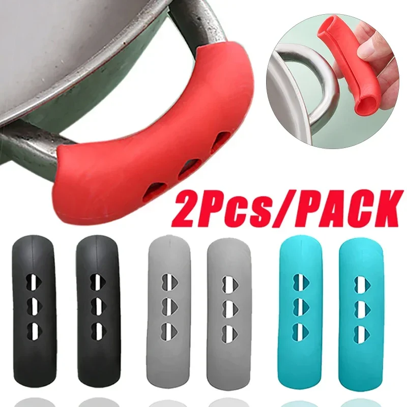 2PcsSiliconePotHandlesCoverAntiscaldingHeatresistantPotEar