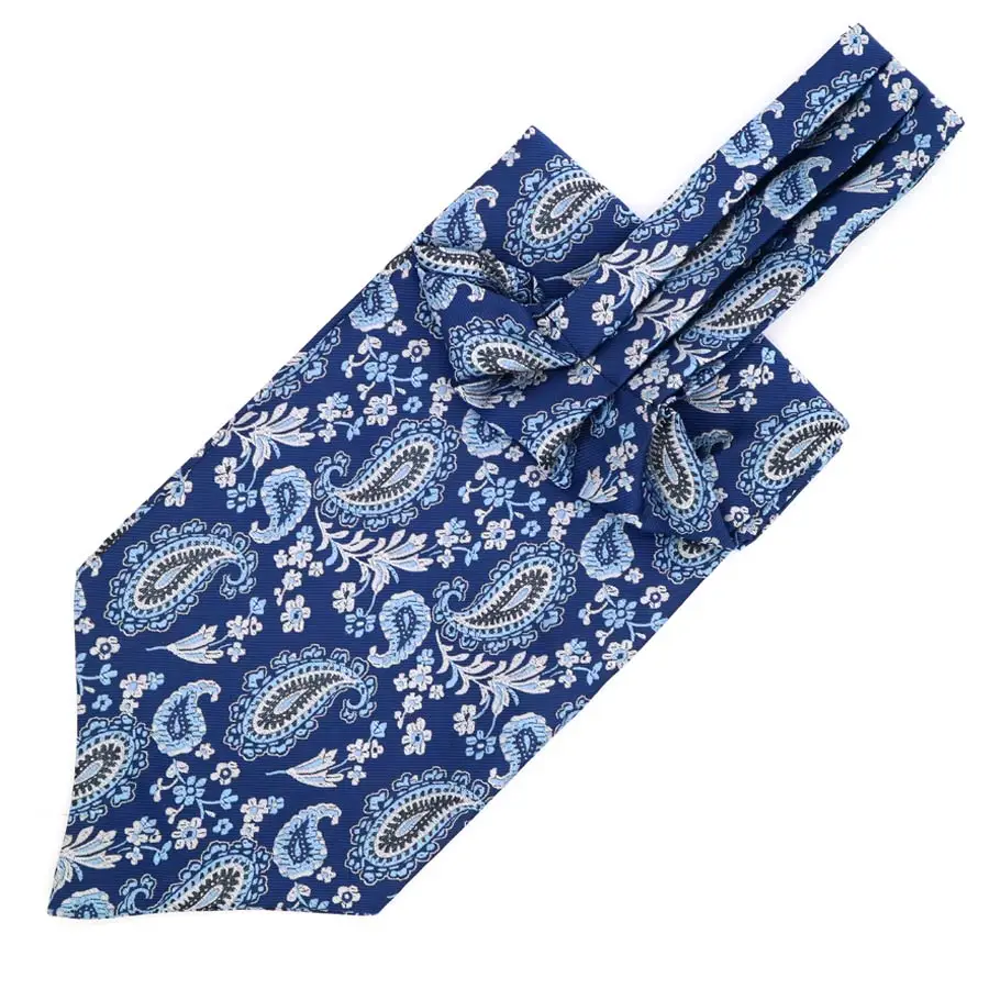 

New Men's Cravat Ascot Tie 100% Silk Blue Black Gray Paisley Vintage Formal Gentleman Self Tied Neckties Wedding Party LI0105