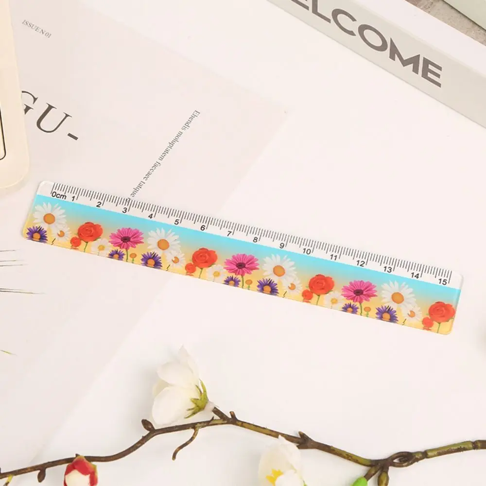 

Korean Style Creative 15cm Straight Ruler Multi-Pattern Math Drawing Ruler Acrylic Transparent Drafting Tool