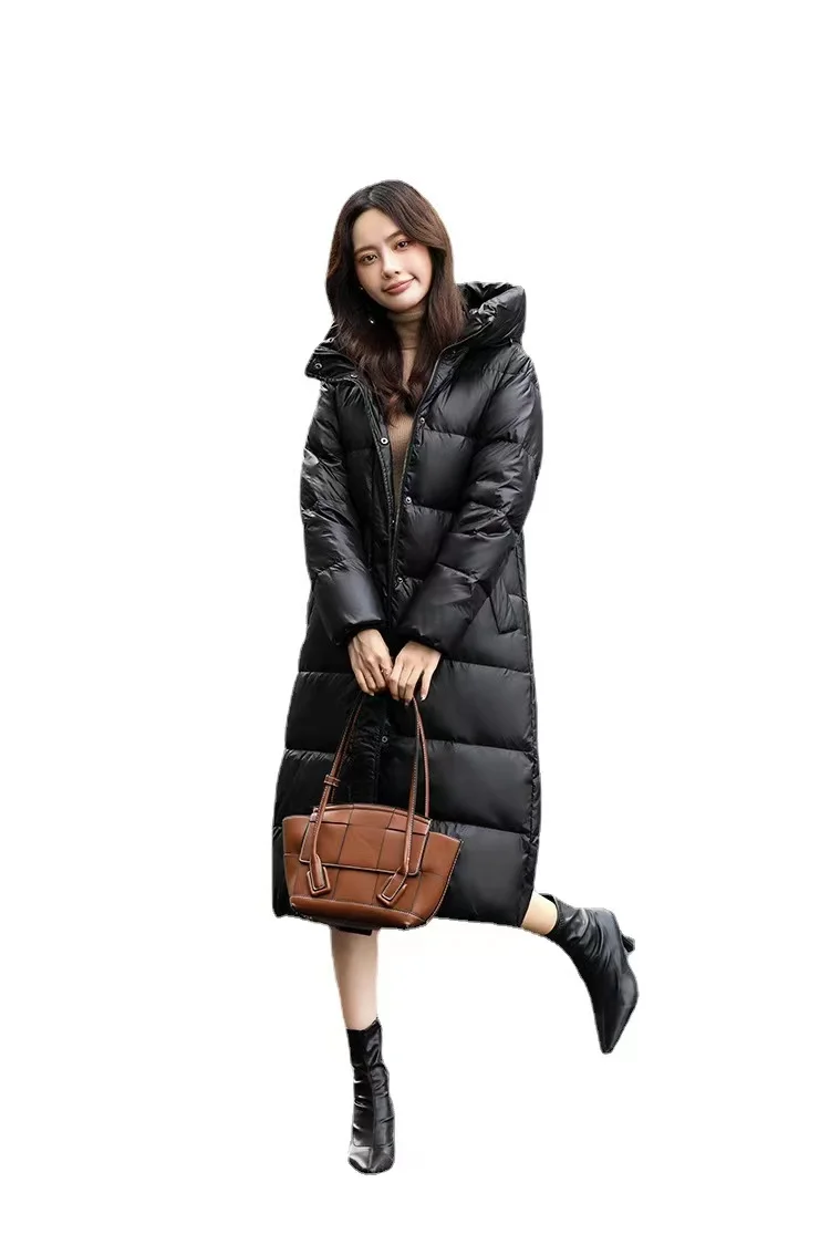Ladies Long Warm Thick Down Cotton Hooded Jacket Retro Solid Color Hooded Waterproof Jacket Women's Winter Coat Women Elegant