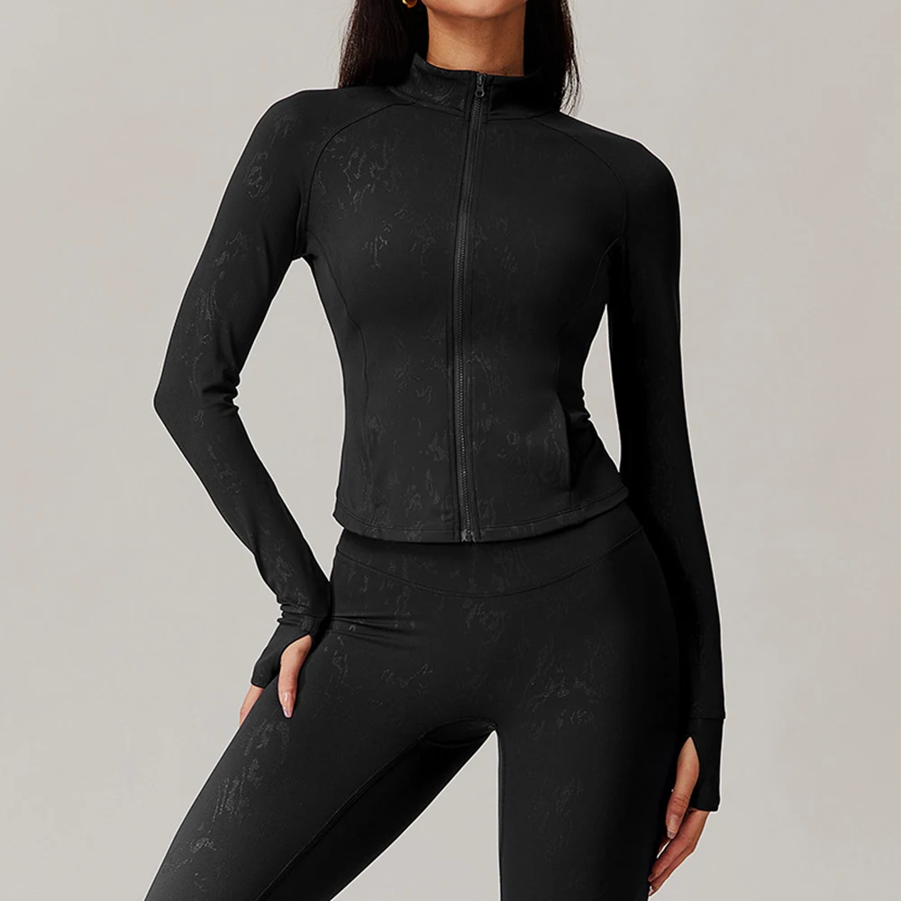 Women's Thumb Jackets New Long Sleeve Running Coat Yoga Gym Fitness Slim Fit zipper Tops Quick-Dry Breathable Sports Shirts