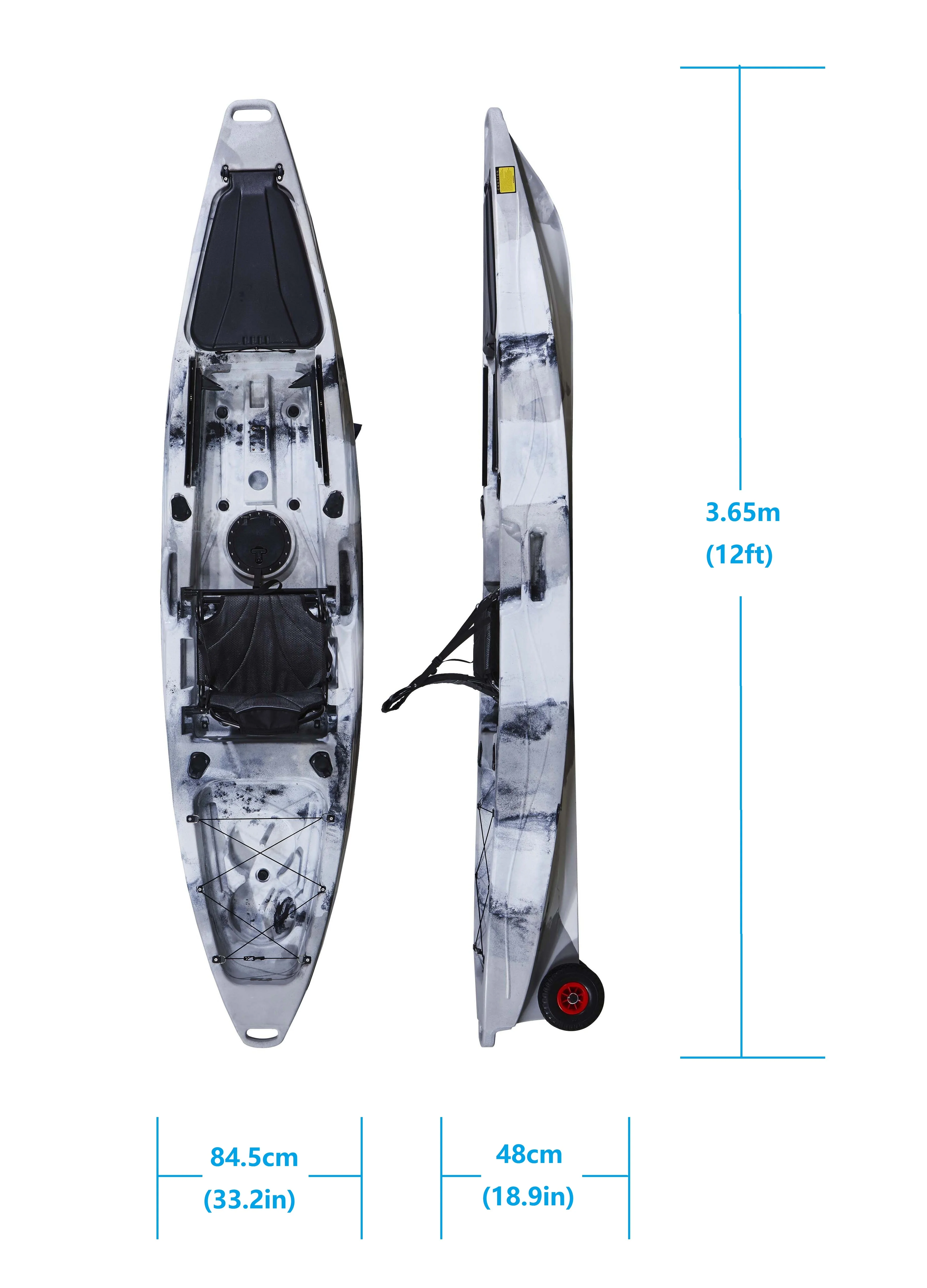 Fishing Kayak With Wheel 1 Person Single Seat 12ft Sit On Top 