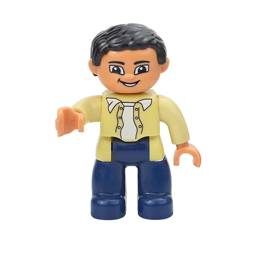 Jumbo Building Block Character Set - Farmer, Pirate, Worker, Doctor & Policeman Figures