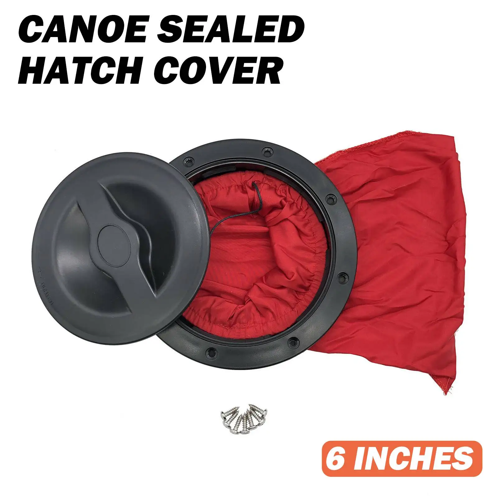 6-inch storage accessories Kayak Black Circular hatchcover Oval seal Cruise boat Red mesh bag