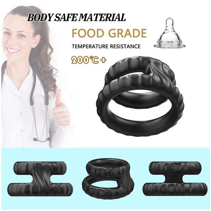 Lock Ring Penis Enlargement Cock Ring Black Liquid Silicone Lock Ring Mens Delayed Ejaculation Sex Toy For Men Adult Toy