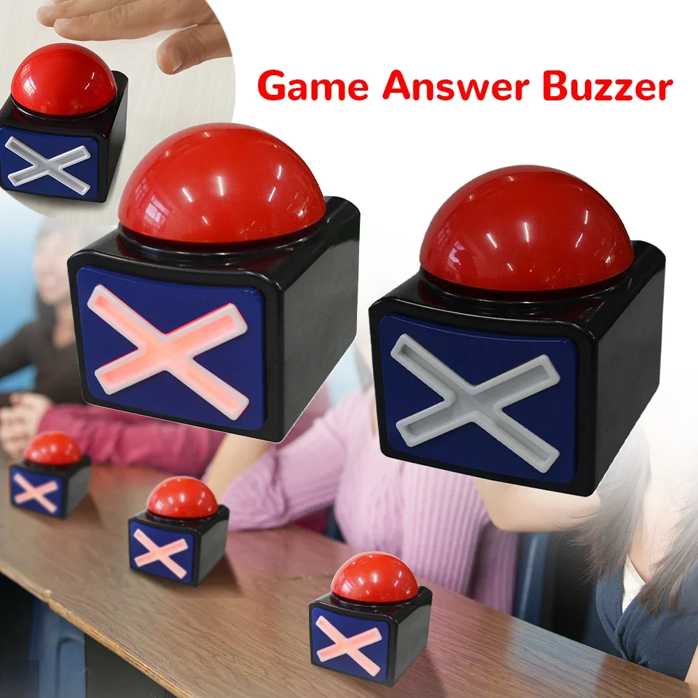 Red Buzzer Alarm Button Box with Sound and Light Trivia Quiz Got Talent Buzzer Response Buzzers for Contest/Game Show/ Party