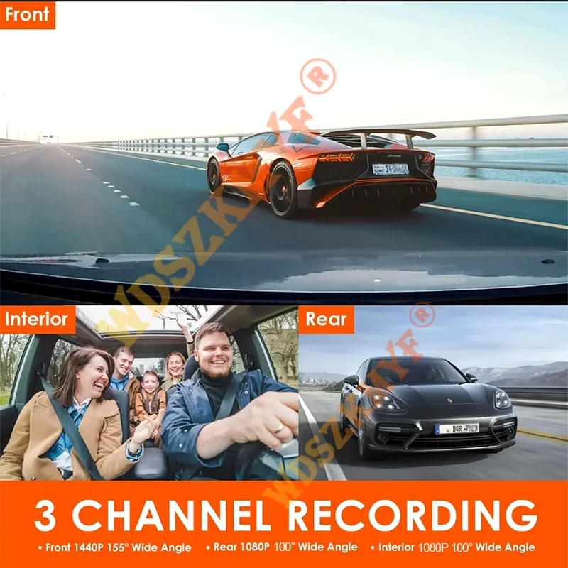 WIFI GPS Dash Cam 4K Front and Carbin with rear view camera 3lens Car Video Recorder Night Vision 24H Parking Moniting Car DVR