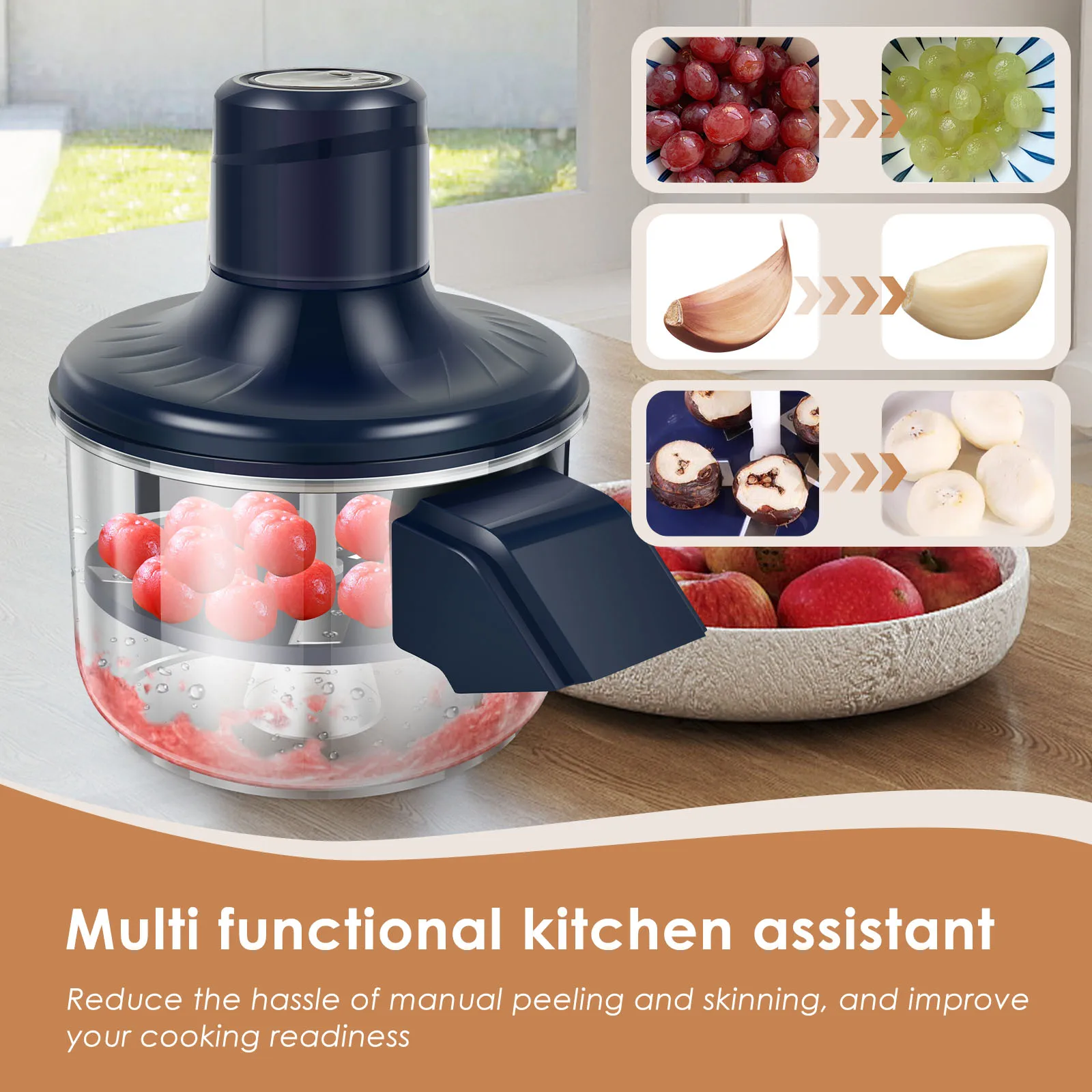 Electric Grape Peeling Machine Electric Fruits Peeler Rechargeable Automatic Garlic Peeler for Kitchen Vegetable and Fruit Tools