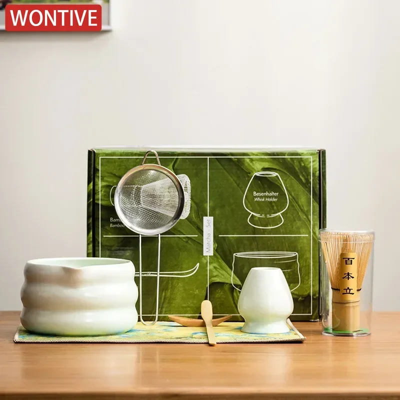 Handmade Matcha Tea Set Tool Stand Kit Bowl Whisk Scoop 4-7pcs