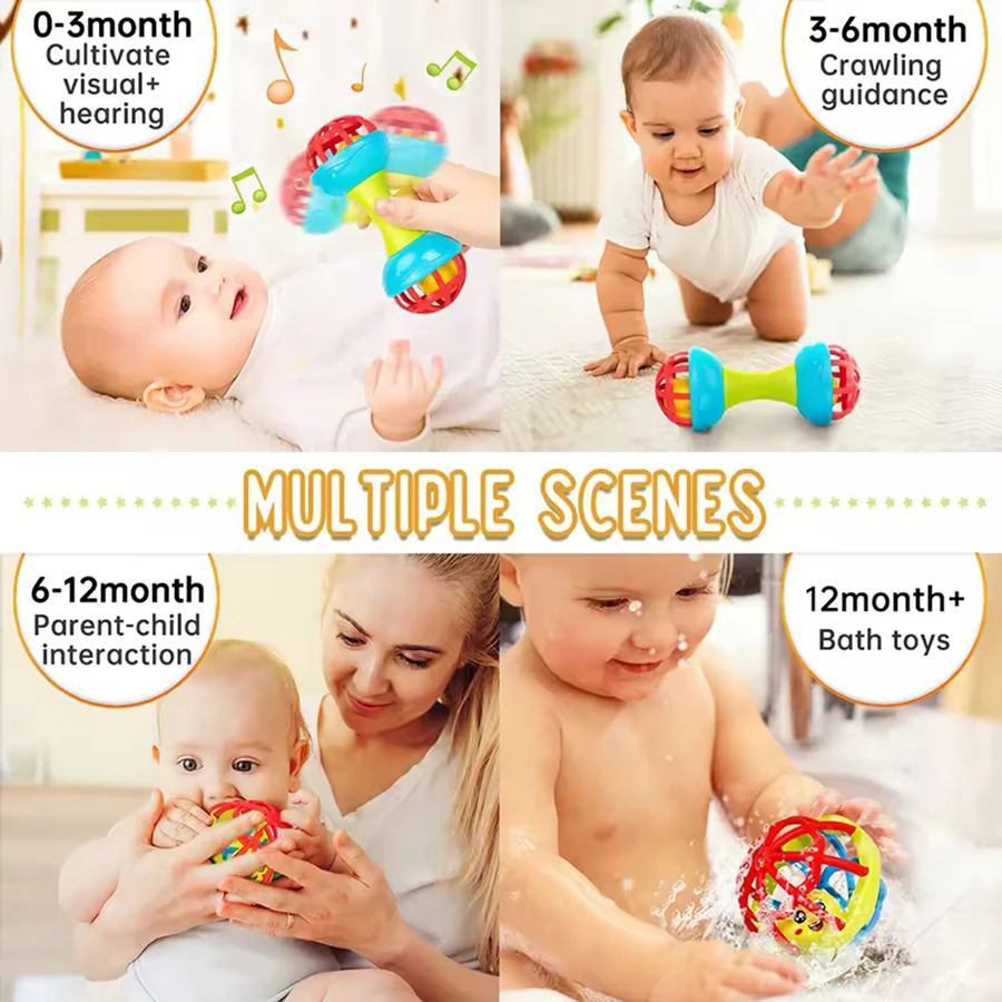 5/10pc Baby Rattles 0 12 Months Baby Educational Toys Shaker Grab Spin Set Sensory Educational Newborn Gift for Infant Boy Girls - 2
