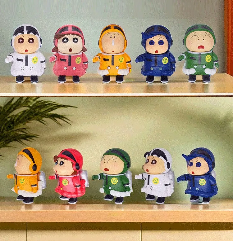 

5 шт./комплект, ПВХ Фигурки Аниме Crayon Shin-chan Chunri, космическая оборона, костюм, Коллекционная модель игрушки 10 см