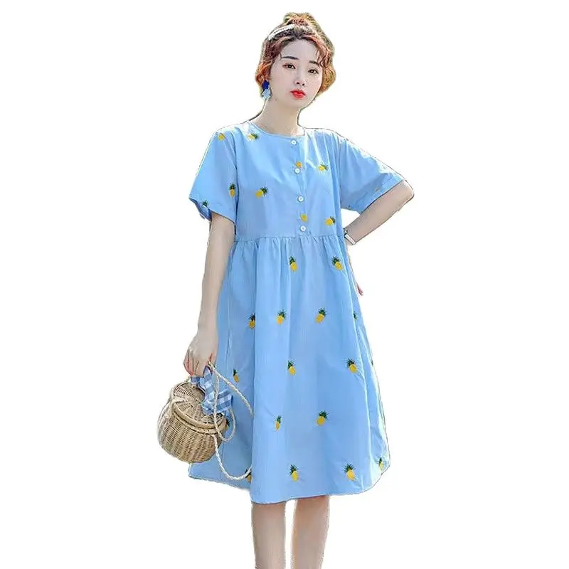 

Summer Pregnant Women Breastfeeding Dress Loose Cotton Embroidery Maternity Floral Nursing Dresses Pregnancy Lactation Clothes