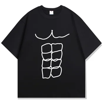 Fun Fitness Abdominal Muscle Print T-Shirt Women's Short Sleeve T-Shirt Women's Sports Top Summer Streetwear Graphic T Shirts 1