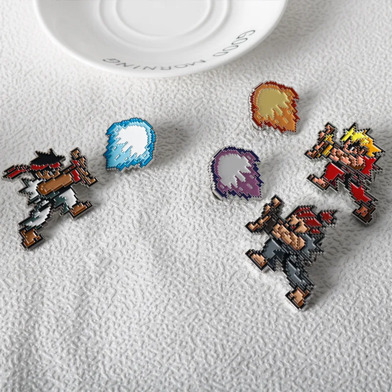 Game Cosplay Props Anime Brooches Game Brooch Classic Game Badge Brooch Cartoon Figure Street Fighter Enamel Lapel Pins Cute Cosplay Props Jewelry Gift for Friends