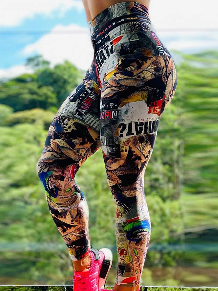 

Yoga Leggings Sport Fitness Leggin Fashion Elastic Sexy Push Up Tights Printing Workout Pants Gym Women Clothing Dropshipping