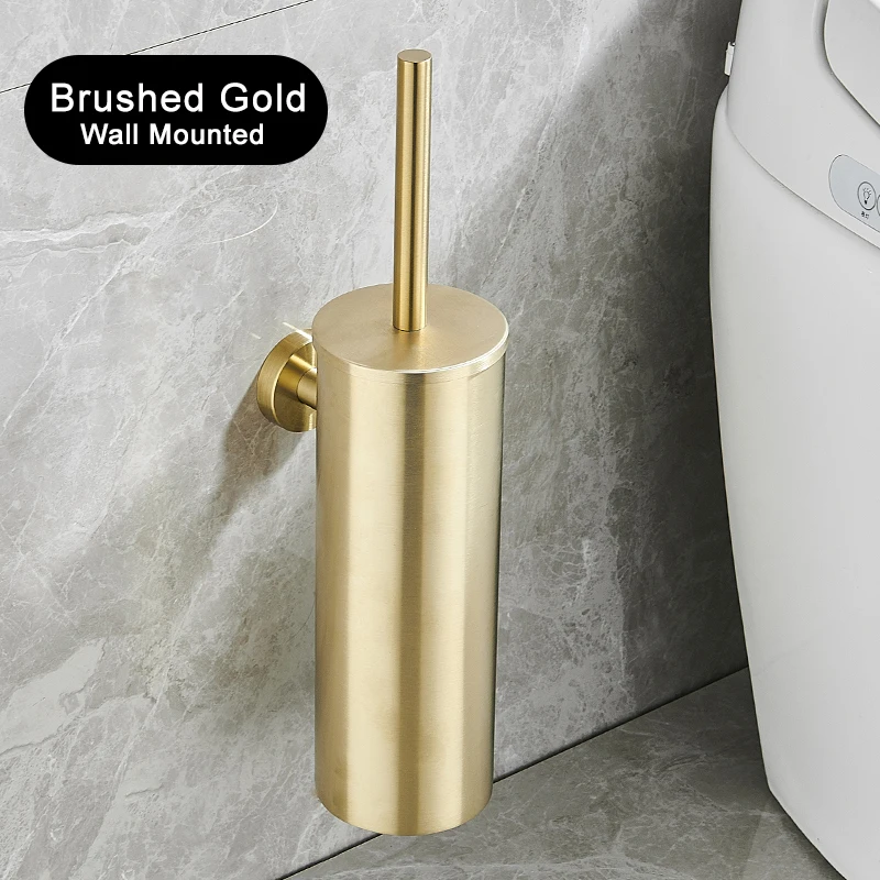 Sleek Black Wall-Mounted Stainless Steel Toilet Brush Holder
