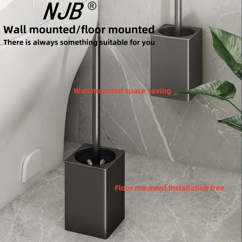 

Luxury gray silver aluminum toilet brush set, bathroom cleaning brush, household floor cleaning, bathroom accessories