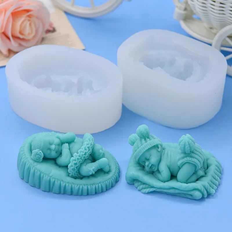 Cute Baby Silicone Candle Molds DIY Sleeping Child Portrait Plaster Soap Resin Casting Mold Handmade Chocolate Cake Baking Tool Silicone Mold Cake Mold Silicone Candle Mold Aromatherapy Candle Mold Silicone Candle Molds Candle Mold