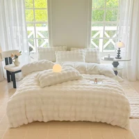 Bonenjoy 1pc Housse de couette en peluche, couvre-lit chaud, doux pour la peau, couleur unie, housse de couette (sans taie d'oreiller) 4